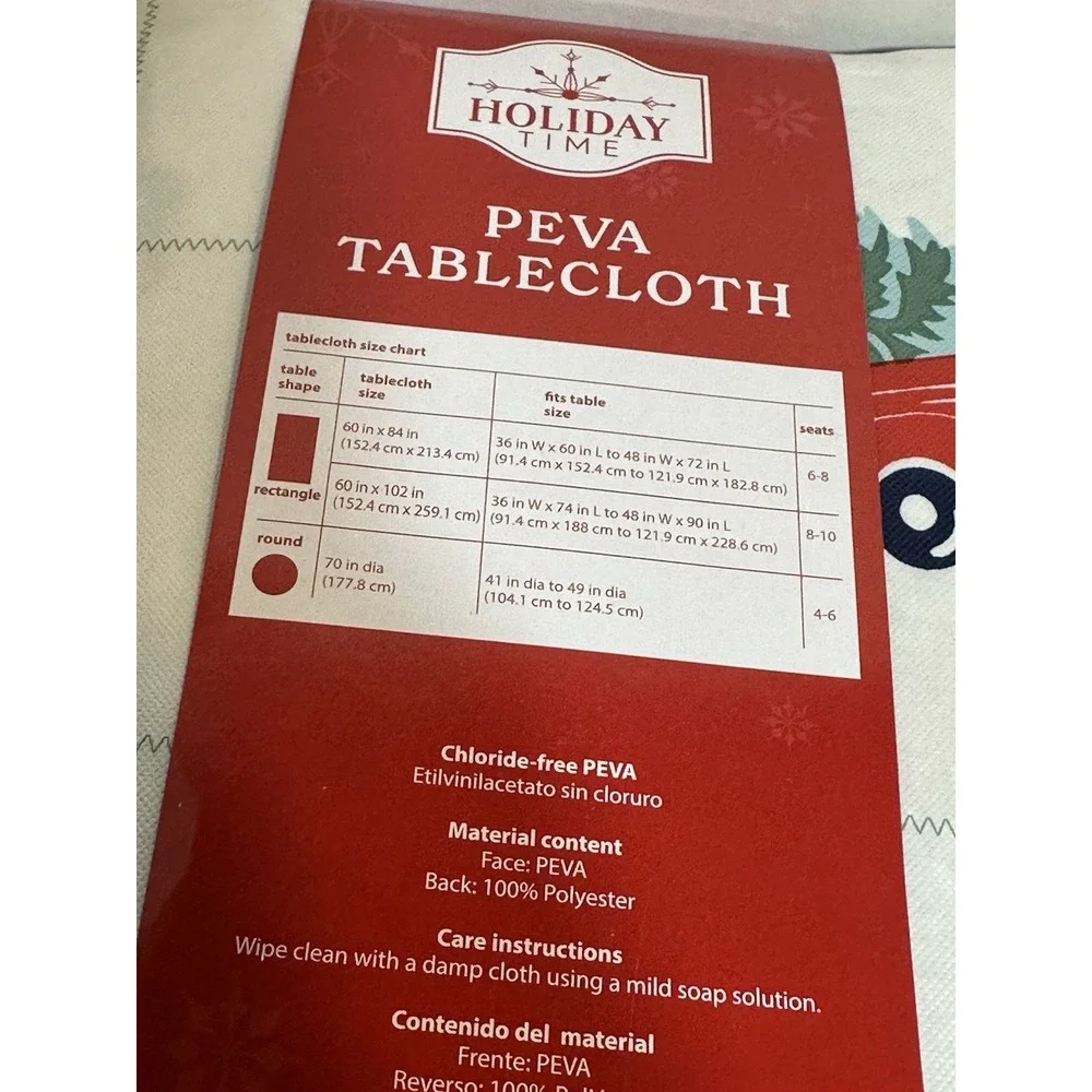 HOLIDAY TIME peva plastic tablecloth‎ RECTANGLE 60 IN X 102 IN christmas truck